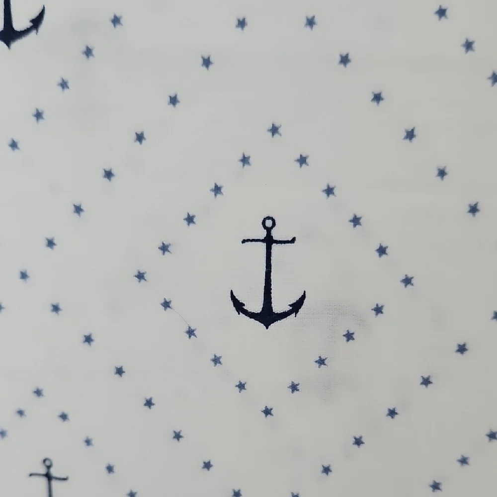 Tommy Hilfiger Navy White Nautical Anchor Stars Print Twin Flat Sheet